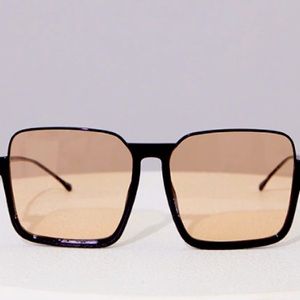 Orange Lens Black Sqaure Frame Sunglasses